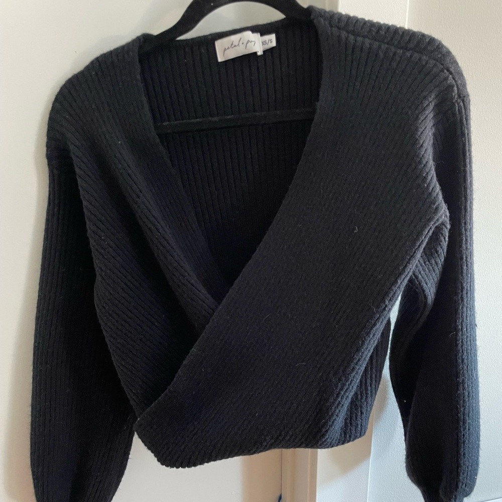 Cropped Criss Cross Front Sweater